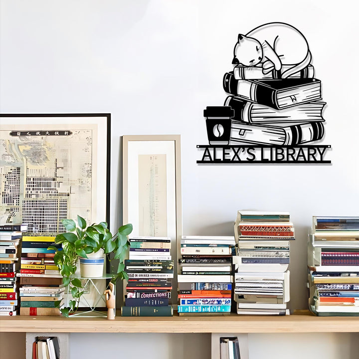 Personalized Books Lovers Metal Sign,Bookshelf Sign,Custom Library Sign,Bookworm Sign,Book Club Decor,Reading Room Sign,Books Metal Wall Art