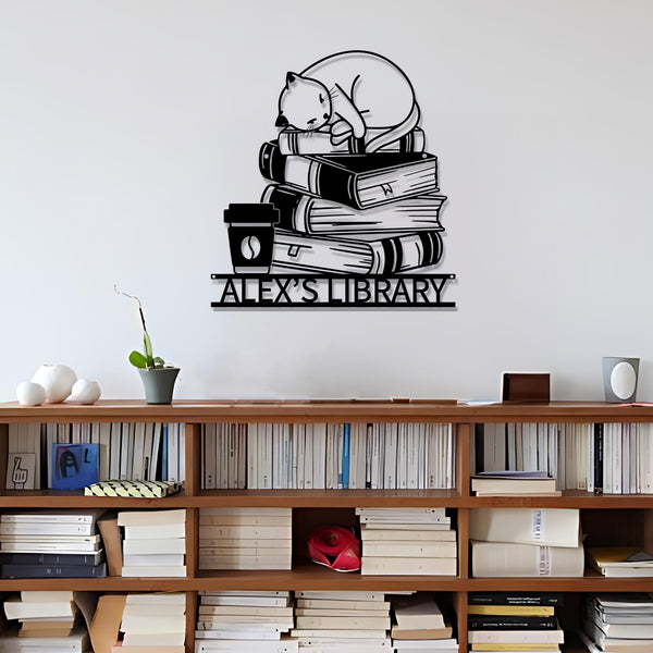 Personalized Books Lovers Metal Sign,Bookshelf Sign,Custom Library Sign,Bookworm Sign,Book Club Decor,Reading Room Sign,Books Metal Wall Art