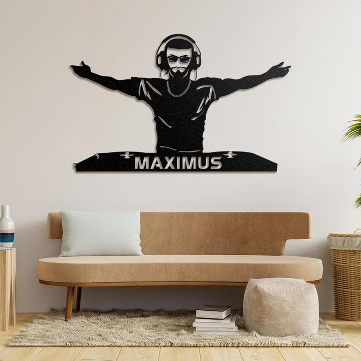 Custom DJ Disc Jockey Music Metal Wall Art With Led Lights Personalized Deejay Headphones Name Sign Home Decor Dee Jay Music Club Decoration