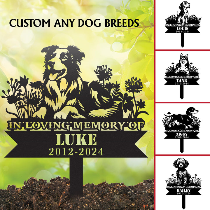 Custom Dog Memorial Metal Stake, Dog Grave Marker, Dog Loss Metal Sign, Personalized Dog Garden Sign, Dog Loss Gift, Garden Decor, Retriever