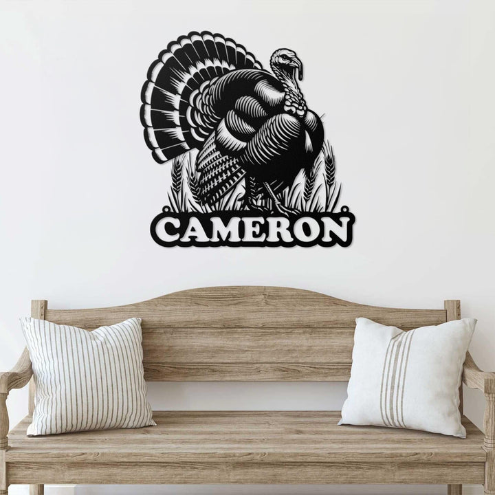 Custom Wild Turkey Farmhouse Metal Wall Art LED Light Personalized Turkey Farm Name Sign Home Decor Barn Nursery Decoration Farmer Birthday