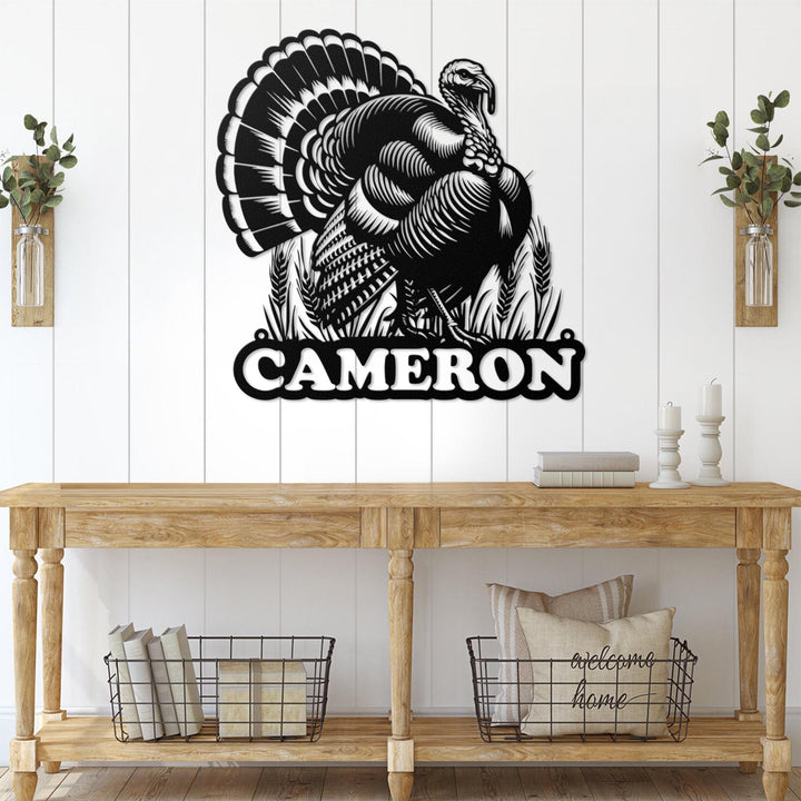 Custom Wild Turkey Farmhouse Metal Wall Art LED Light Personalized Turkey Farm Name Sign Home Decor Barn Nursery Decoration Farmer Birthday