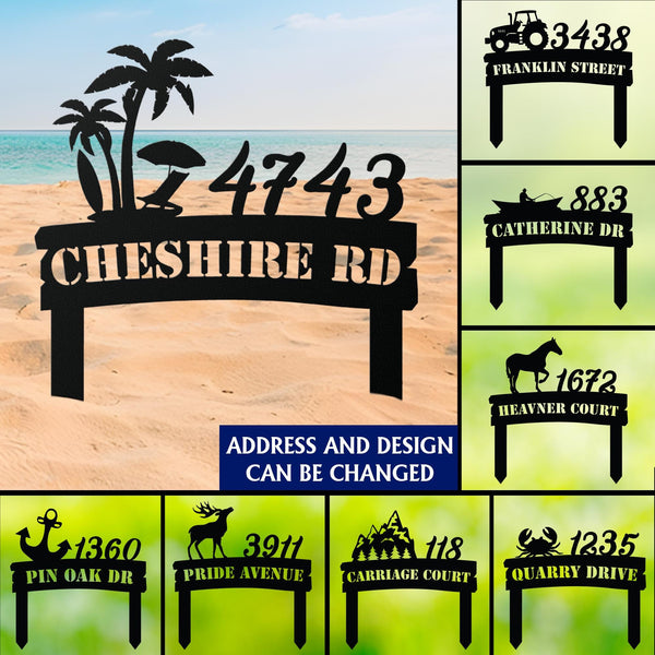 Personalized Metal Address Sign, Custom House Number Sign, Metal Address Plaque, Custom Your Metal Address, Yard Sign, Address Metal Stake.