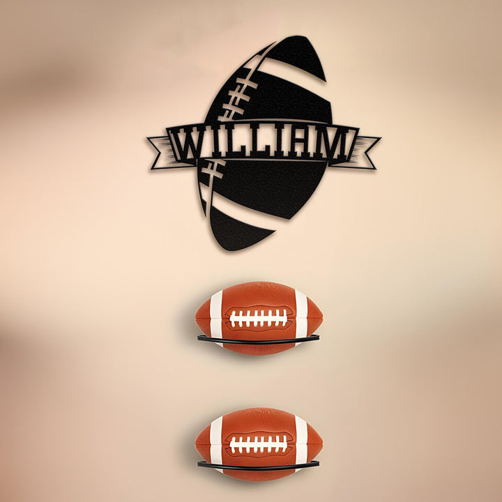 Custom American Football Metal Wall Art LED Light Personalized Player Lover Sign Home Decor Kid Boy Girl Nursery Decoration Christmas Gift