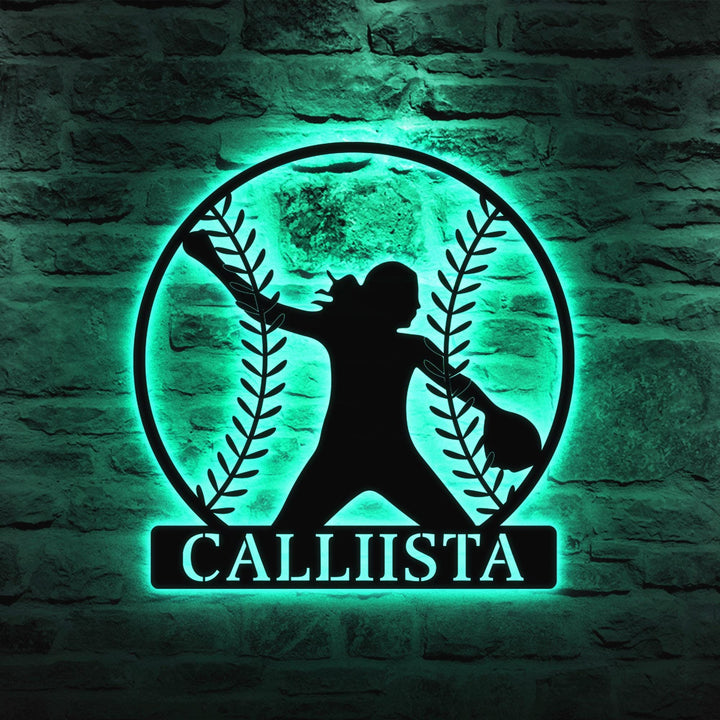 Custom Baseball Bat Metal Sign with LED Lights, Baseball Name Sign, Baseball Lover, Sport Room Decor, Kids Nursery Room Decor, Gift for Her