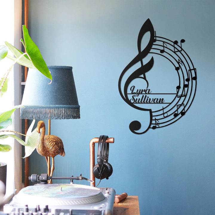 Personalized Music Notes Metal Wall Art, Musician Name Sign, Customized Gift for Musician, Music Lover, Music Teacher Gift, Music Room Decor