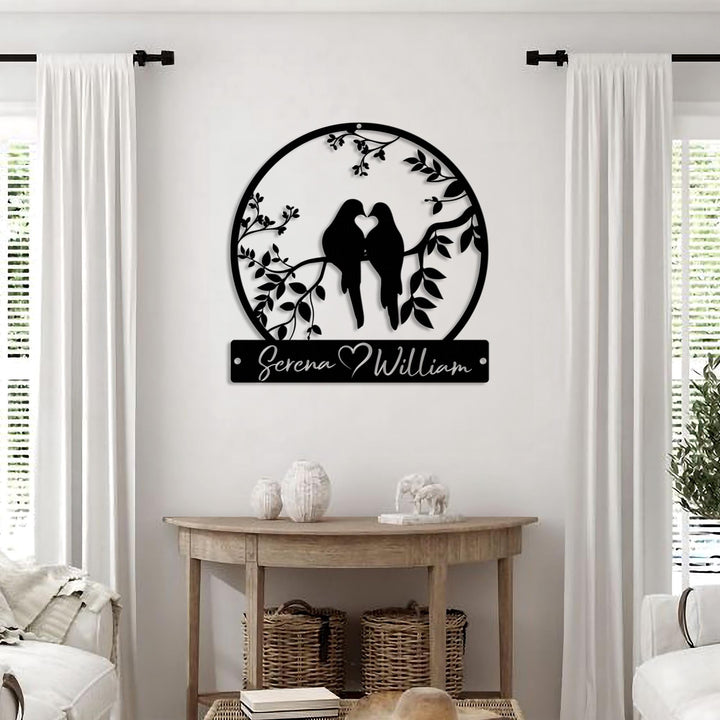 Metal Love Birds Wedding Decor, Personalized Wedding Gifts, Custom Wedding Signs, Bird Wall Decor, Bridal Shower Sign Garden Sign.