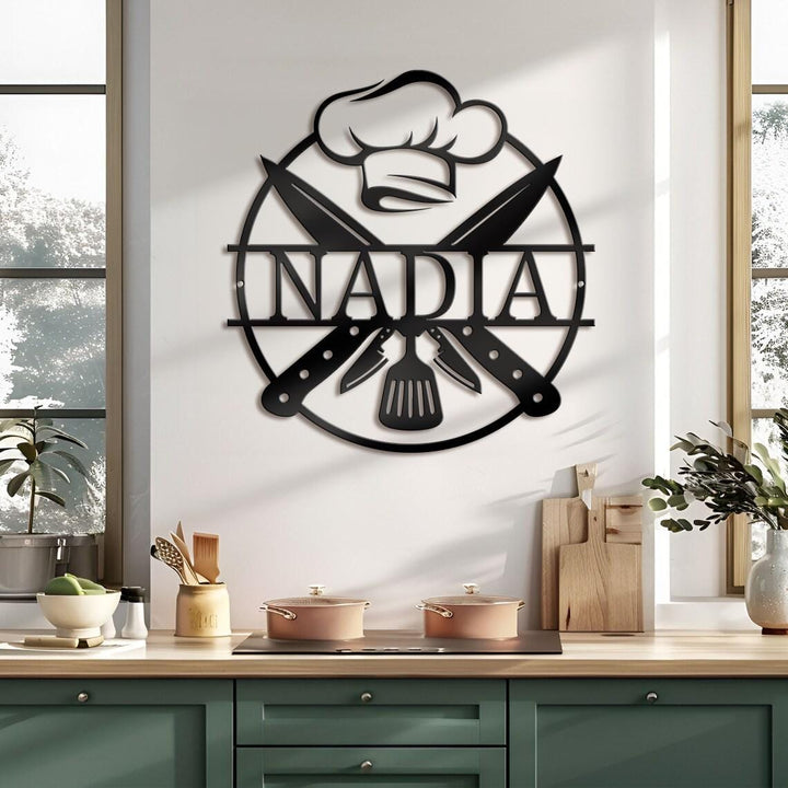 Personalized Cooking Chef Metal Sign, Custom Home Kitchen Housewarming Wall Decor, Baker Cooking Lover Gift, Backyard Metal With Led Light