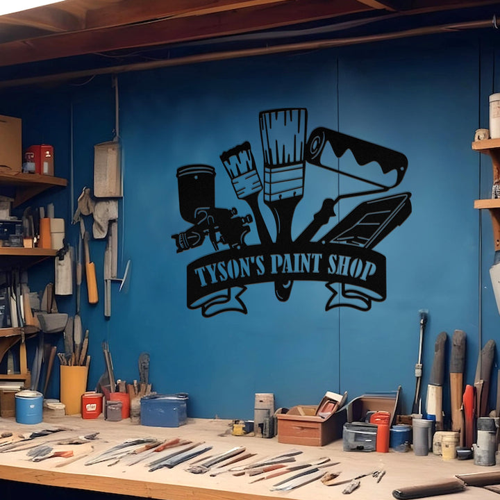 Custom Wall Painting Tools Metal Wall Art, Personalized Painter Name Sign Decoration For Room, Wall Painting Metal Home Decor, Painter Gift