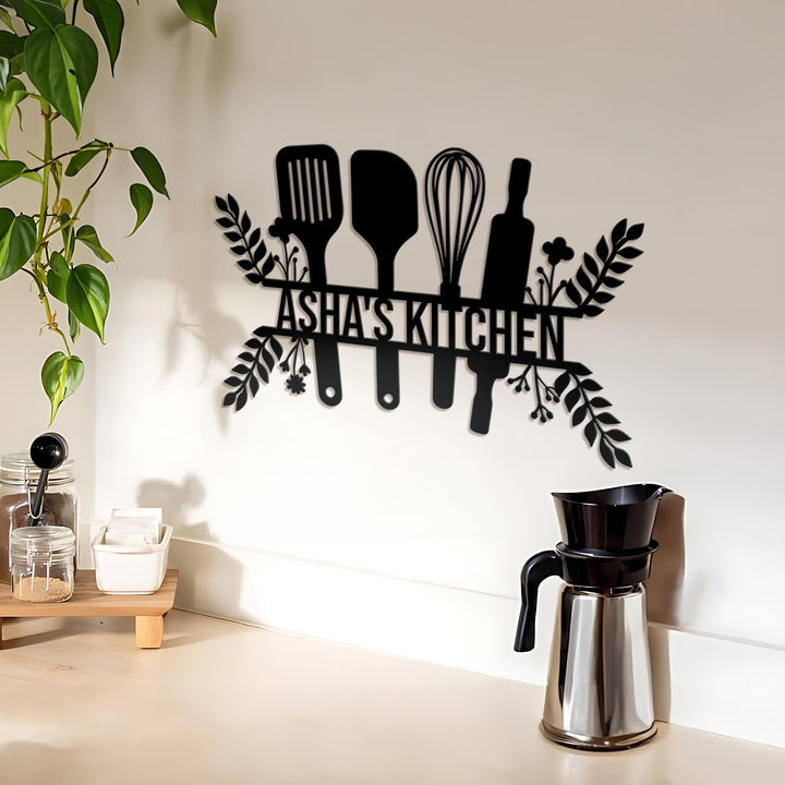 Custom Kitchen Metal Wall Art, Personalized Baking Kitchen Metal Sign, Cooking Metal Kitchen Sign, Family Name Sign, Cooking Lover Gift