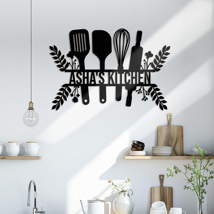 Custom Kitchen Metal Wall Art, Personalized Baking Kitchen Metal Sign, Cooking Metal Kitchen Sign, Family Name Sign, Cooking Lover Gift