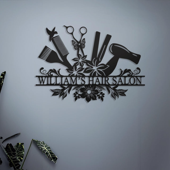Custom Hair Salon Metal LED Sign,Hairstylist Gift,Personalized Salon Wall Decor,Salon Welcome Sign,Custom Door Hanger,Beauty Salon Wall Art