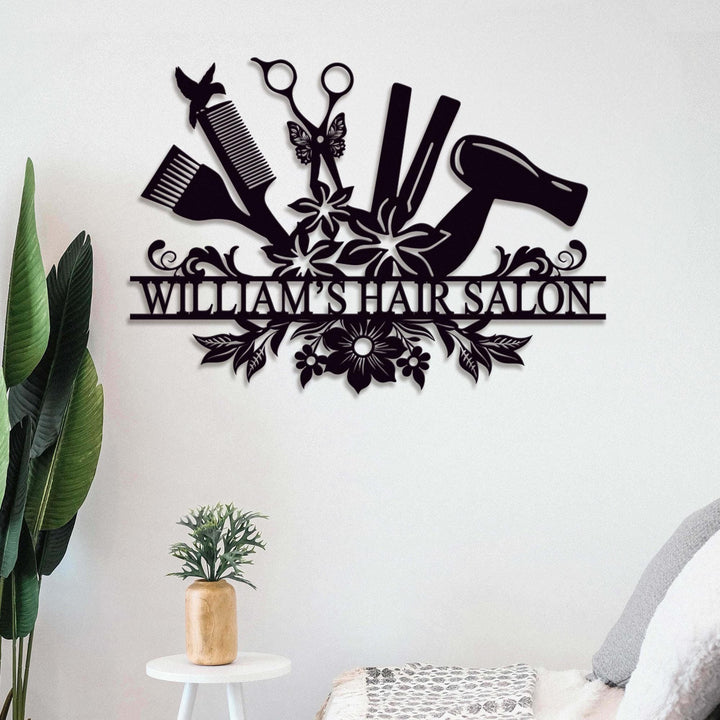 Custom Hair Salon Metal LED Sign,Hairstylist Gift,Personalized Salon Wall Decor,Salon Welcome Sign,Custom Door Hanger,Beauty Salon Wall Art