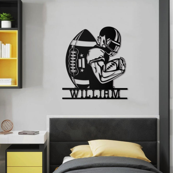 Custom American Football Metal Sign with LED Light, Football Player Name Sign, Football Coach Gift, Boys Room Decor, Sport Room Wall Hanging