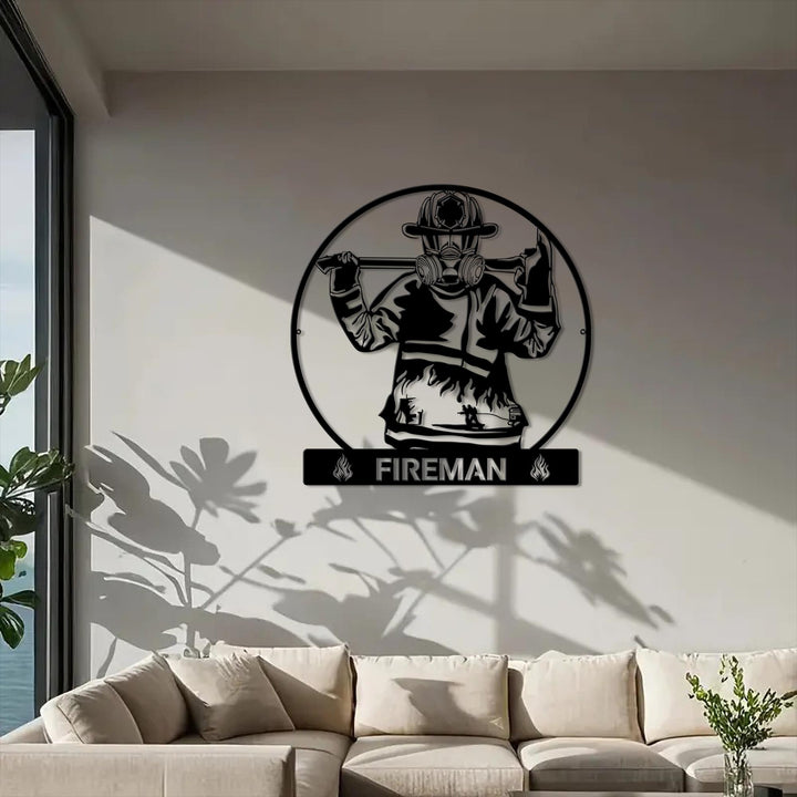 Personalized Fireman Metal LED Sign, Fireman Wall Art, Firefighter wall Decor, Fireman Gift, First Responder Gift, Fire Department Monogram