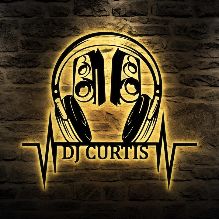 Custom DJ Metal Wall Art with LED Light, DJ Player Metal Sign, Gifts for dj, Disc Jockey gift, Music Lovers Gift, Room Decor Gift For Man