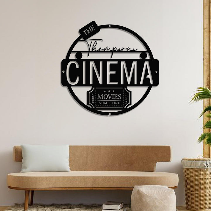 Personalized LED Family Name Cinema Metal Sign | Light up Home Theater Wall Art Housewarming Gift | Door Hanger | Wedding Gift | Theatre Art