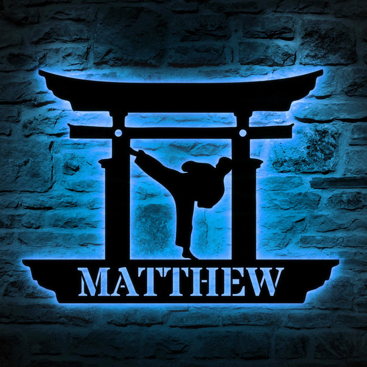 Personalized Metal Karate Sign With Led Lights, Karate Metal Wall Art, Martial Arts Metal Sign, Custom Sports Player Name Sign, Xmas Gift