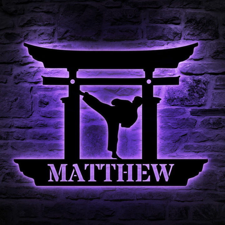 Personalized Metal Karate Sign With Led Lights, Karate Metal Wall Art, Martial Arts Metal Sign, Custom Sports Player Name Sign, Xmas Gift