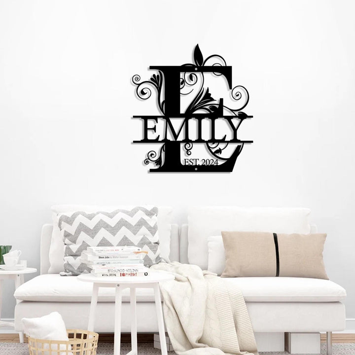 Personalized Family Name Metal LED Sign, Custom Metal Monogram Split Initial Letter Last Name Wall Art Decor, Wedding gift Housewarming Gift