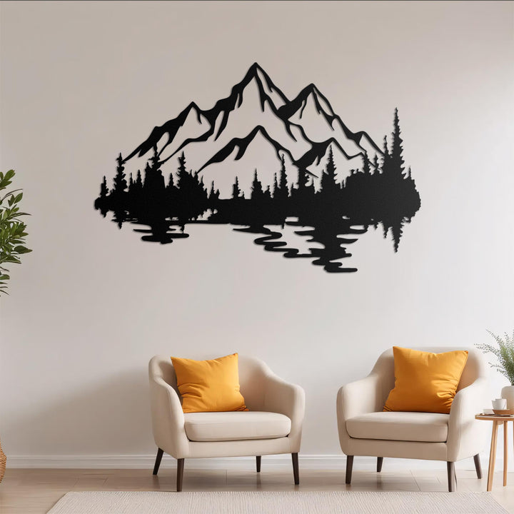 Nature Mountain Forest Metal Wall Art LED Light Hill Tree Large Adventure Sign Home Hiking Decor Camper Hiker Nursery Decoration Birthday