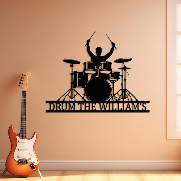 Drum Metal Wall Art With LED Lights, Custom Drummer Metal Signs, Drum Neon Metal Wall Decor, Drummer Neon Wall Hanging, Drummer Gifts.