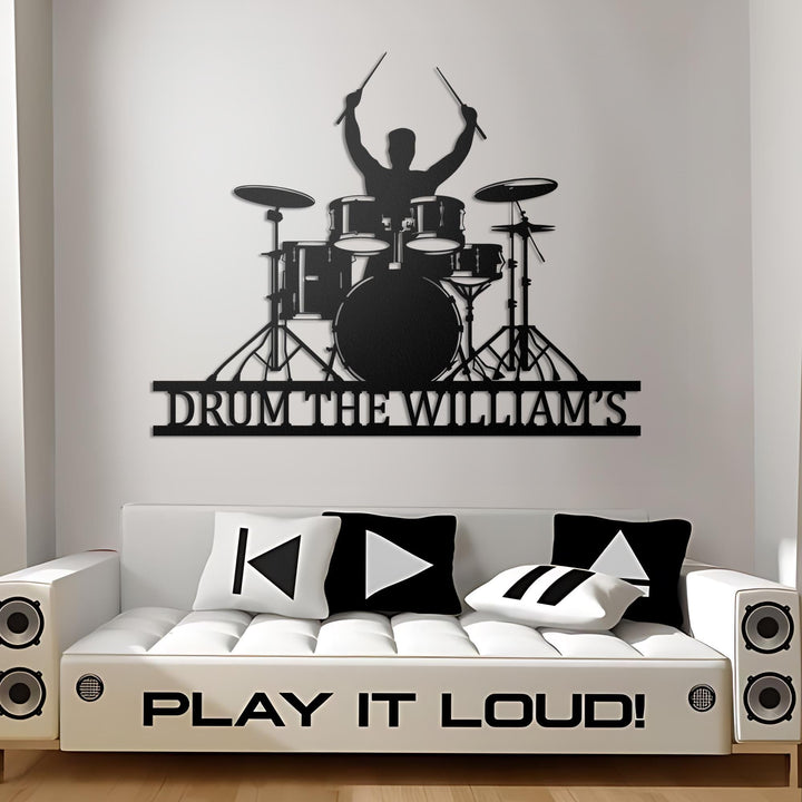 Drum Metal Wall Art With LED Lights, Custom Drummer Metal Signs, Drum Neon Metal Wall Decor, Drummer Neon Wall Hanging, Drummer Gifts.