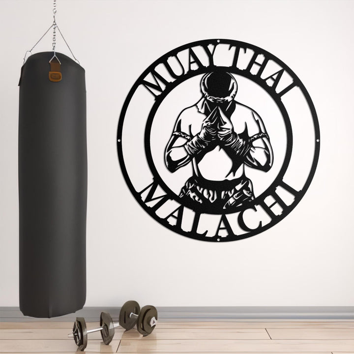 Personalized Muay Thai Metal Wall Art LED Light, Muay Thai Metal Sign Wall Decor, Martial Arts Metal Sign, Home Room Metal Light Wall Decor