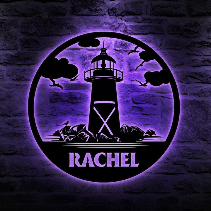 Personalized Lighthouse Sign, Custom Lighthouse Name Sign, Beach House Decor,Harbor Sign,Lighthouse Metal Wall Art, Lighthouse Coastal Decor