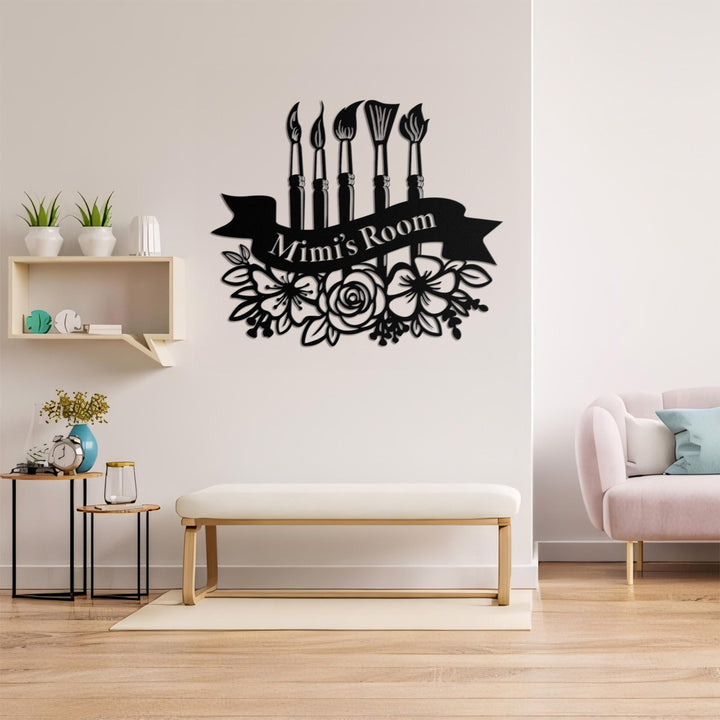 Custom Art Studio Sign, Painting Metal Wall Art, Personalized Artists Name Sign, Teacher Gift, Artist Tools Metal Sign, Drawing Lover Gift