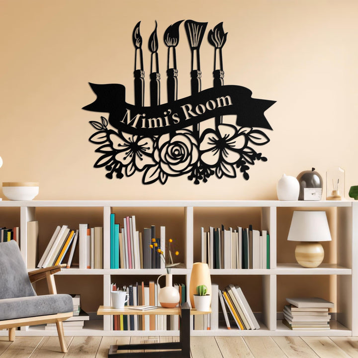Custom Art Studio Sign, Painting Metal Wall Art, Personalized Artists Name Sign, Teacher Gift, Artist Tools Metal Sign, Drawing Lover Gift