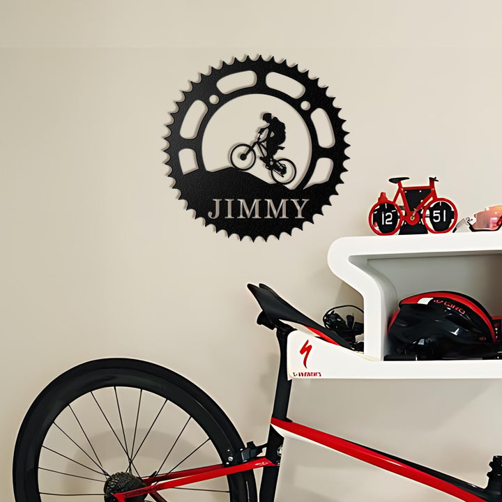 Custom Mountain Bike Metal Sign, Personalized Biking Metal Wall Art, Biker Name Sign, Bike Rider Gift, Home Garage Decor, Sport Room Decor