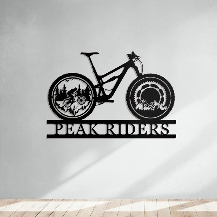 Custom Cyclist Mountain Bike Metal Wall Art LED Light, Personalized Bicycle MTB Name Sign, Biker Home Decoration, Bike Rider Gift