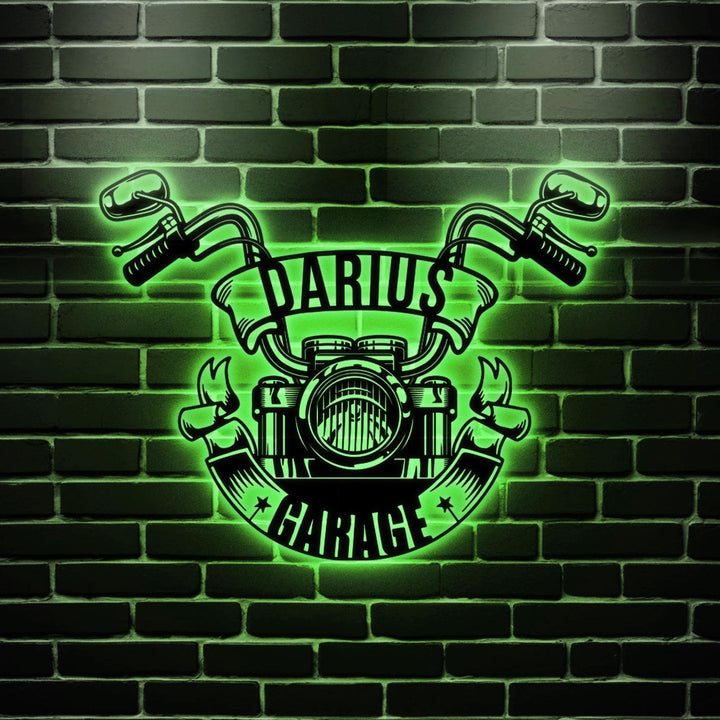 Custom Motorcycle Metal LED Sign, Personalized Metal Art, Metal Garage Sign, Men Cave Sign,Fathers Day Motorbike Gift, Motor Bike Metal Sign