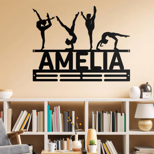 Personalized Gymnast Metal Sign, Custom Gymnastics Medal Holder, Sport Hanger, Gymnast Medal Display, Medal Display Award Display, Sport