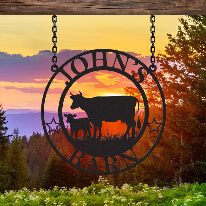 Custom Cow Metal Farm Sign, Farmhouse Metal Sign, Personalized Ranch Sign, Farmhouse Decor, Farmer Gift, Farm Gate Sign, Outdoor Decor
