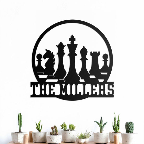 Custom Chess Metal Wall Art LED Light, Personalized Chess Player Name Sign, Home Decor Game Zone Man Cave, Kid Nursery Decoration Birthday