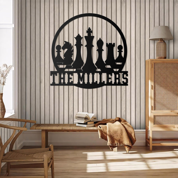 Custom Chess Metal Wall Art LED Light, Personalized Chess Player Name Sign, Home Decor Game Zone Man Cave, Kid Nursery Decoration Birthday