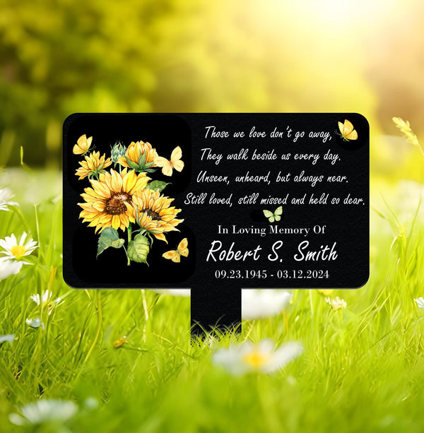 Custom Sunflower Memorial Tree Sign Stake, Floral Memorial Marker, Metal Name Plate, Metal Memorial Marker, Garden Decor, Tree Plaque Marker
