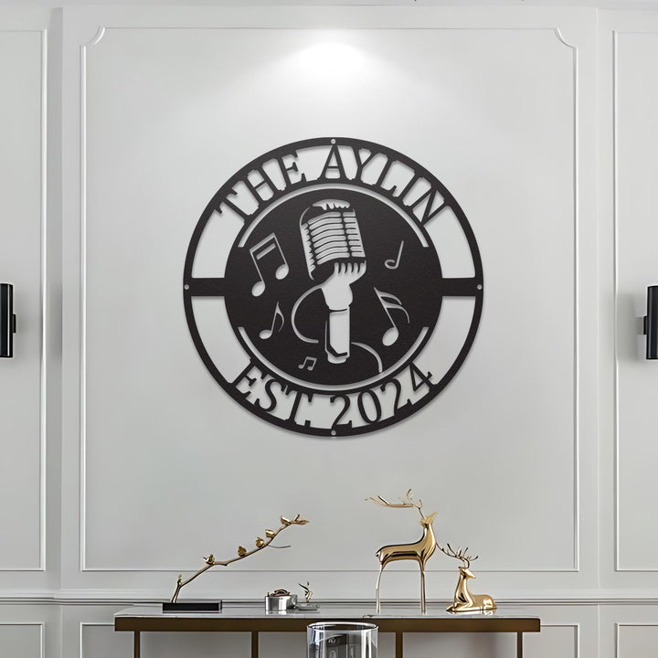 Custom Singing Metal Sign with Led Light, Karaoke Bar Sign, Musician Name Sign, Microphone Music Room Decor, Music Lover, Music Room Decor