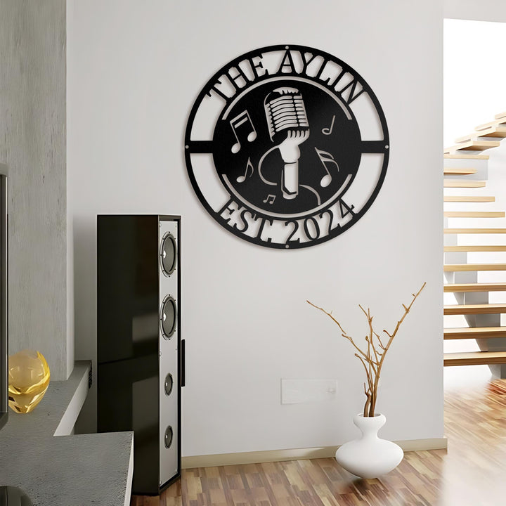 Custom Singing Metal Sign with Led Light, Karaoke Bar Sign, Musician Name Sign, Microphone Music Room Decor, Music Lover, Music Room Decor