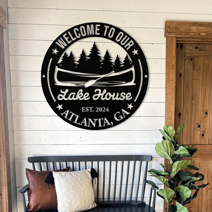 Personalized Lakehouse Metal Sign, Custom Lake House Wall Art Decor, Lakehouse Gift, Custom Family Name Sign, Outdoor Decor, Christmas Gift