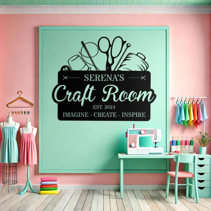 Personalized Craft Room Metal LED Sign, Sewing Room Sign, Craft Sign Decor, Wall Art for Craft Room, Metal Office Sign, Home Office Decor.