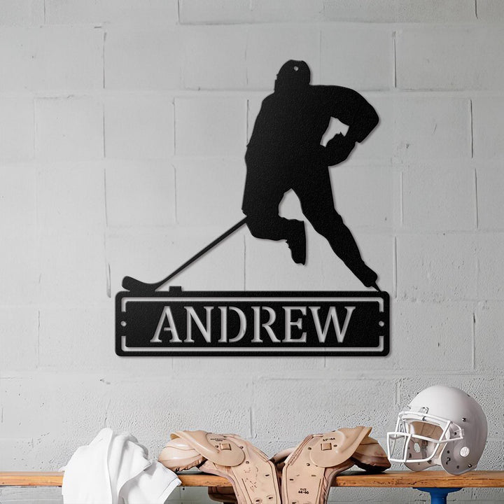 Custom Hockey Metal Sign Led Light, Hockey Coach Gift Hockey Gifts for Team, Hockey Wall Decor, Player Stick Sign, Sport Christmas Gift