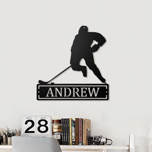 Custom Hockey Metal Sign Led Light, Hockey Coach Gift Hockey Gifts for Team, Hockey Wall Decor, Player Stick Sign, Sport Christmas Gift