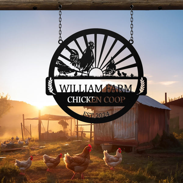 Customized Chicken Farm Metal Sign Chicken Coop Sign Personalized Chicken Farm Sign Farm Coop Sign Family Name Chicken Coop, Christmas Gifts