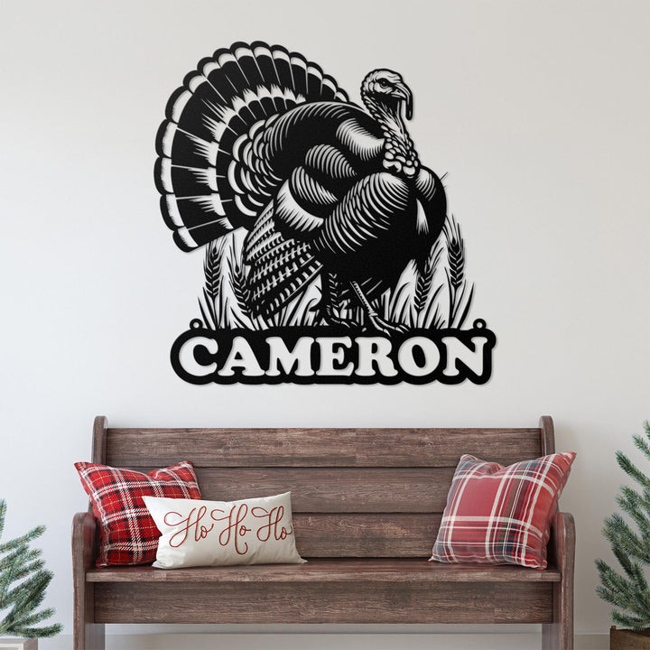 Custom Wild Turkey Farmhouse Metal Wall Art LED Light Personalized Turkey Farm Name Sign Home Decor Barn Nursery Decoration Farmer Birthday