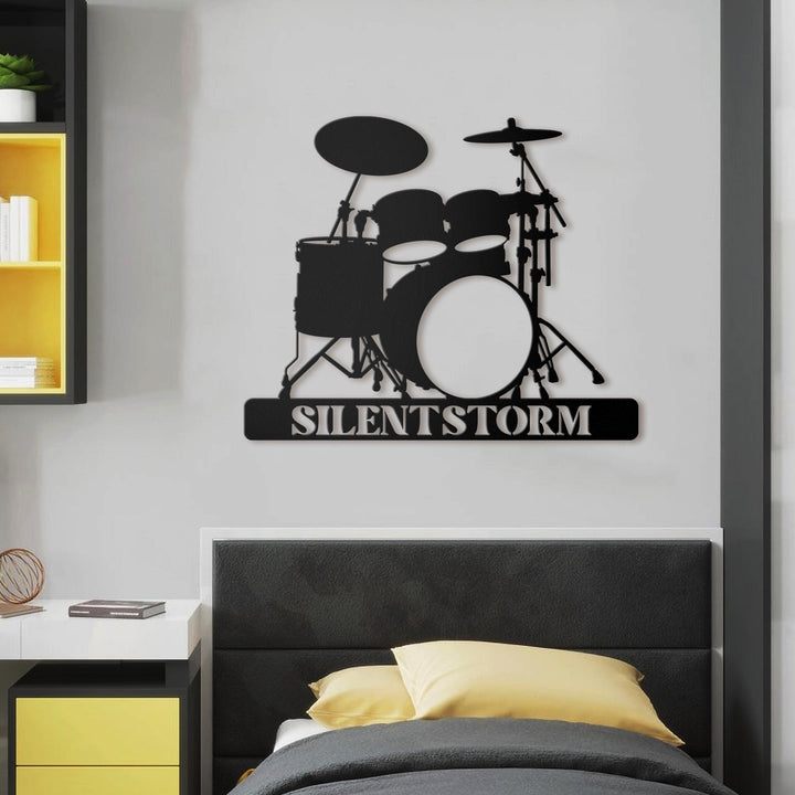 Custom Drum Metal Sign Wall Art With LED Lights, Personalized Drummer Name Sign, Metal Wall Hanging, Gift For Musician, Music Decor
