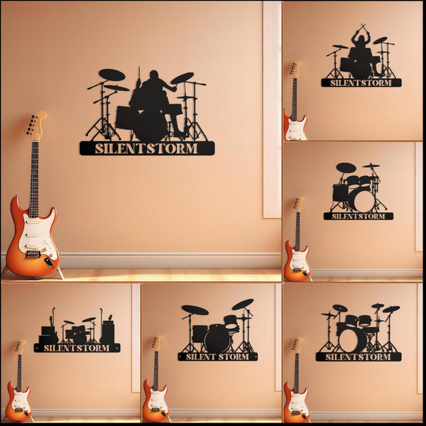 Custom Drum Metal Sign Wall Art With LED Lights, Personalized Drummer Name Sign, Metal Wall Hanging, Gift For Musician, Music Decor