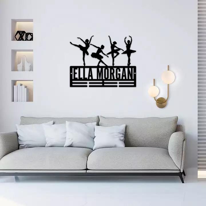 Dance Medal Hanger with Custom Monogram Name Metal Sign, Personalized Dance Medal Holder Monogram, Custom Name Dance Medal Display